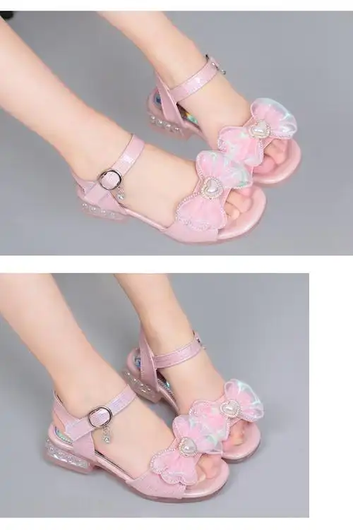 迪士尼同款314岁女童凉鞋公主鞋2022夏季新款洋气小女孩网红童鞋时尚