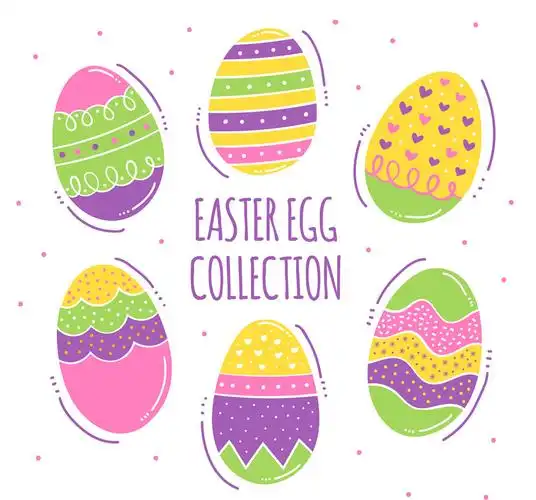 6款彩色花纹复活节彩蛋矢量图