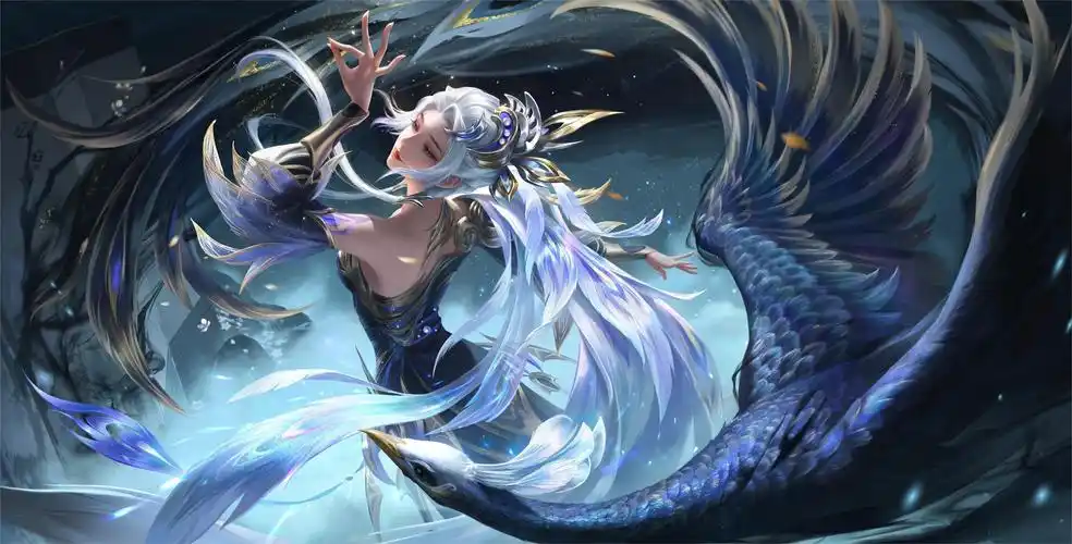 小魅点评★虞姬的这款黛羽霜翎皮肤,真的是叫人越看越喜欢,一头飘逸