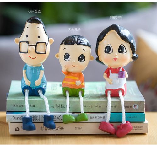 包邮大头儿子小头爸爸围裙妈妈一家三口大号汽车内饰环保树脂摆件