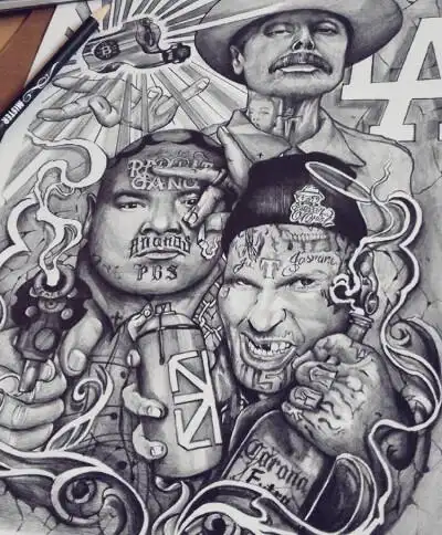 匪帮纹身手稿 说唱纹身 纹身 西海岸设计 说唱歌手纹身 hiphop纹身