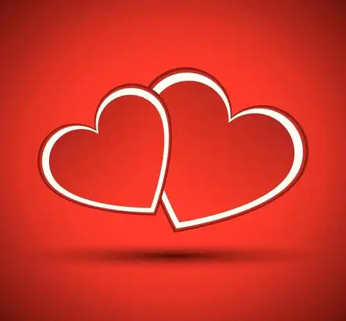 情人节,卡片,两个,心形,简单,矢量