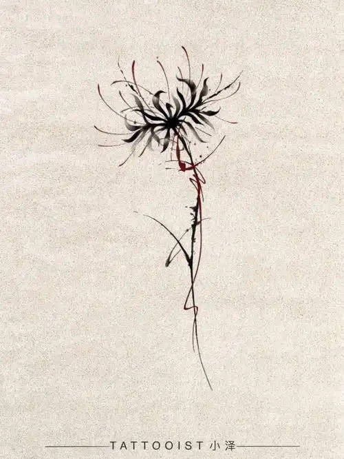 美术一朵虚实加意识流线的彼岸花