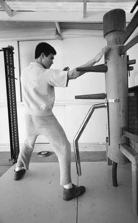 李小龙练习咏春木人桩图片集锦