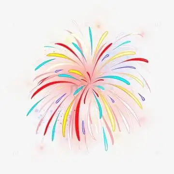 手绘卡通庆祝新年春节彩色烟花发光元素