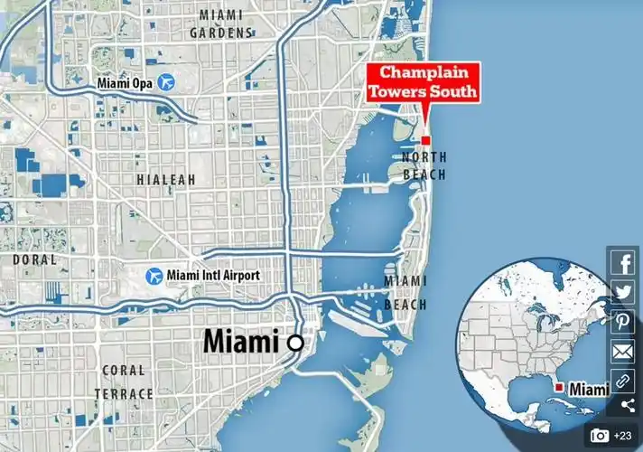 美国迈阿密一栋公寓垂直崩塌99人下落不明监控画面拍下可怕一幕