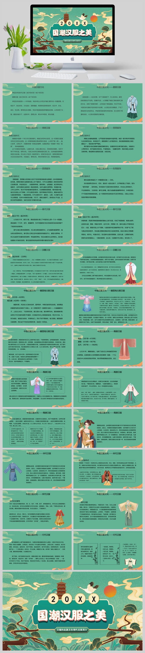 20xx年国潮汉服之美汉服介绍ppt模板