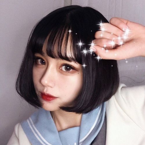 aidahngj 假发女短发bobo头学生齐肩短发修脸可爱网红空气刘海锁骨