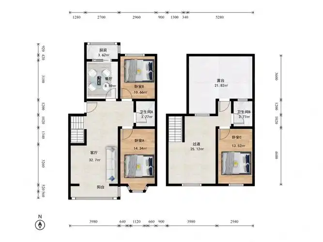 长阳碧桂园顶层复式格局3室2卫格局满五一套急卖急卖