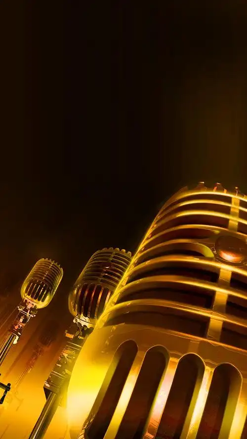 棕色ktv麦克风psd分层h5背景素材