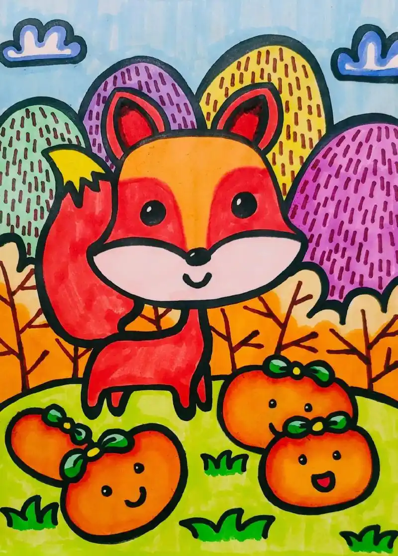 简笔画小狐狸,狐狸儿童画教程,动物简笔画.#图文伙伴计划   - 抖音