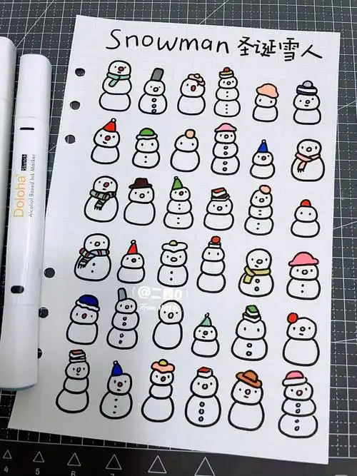 78可可爱爱的圣诞雪人简笔画零基础简笔画