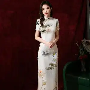 丝绸旗袍长款薄