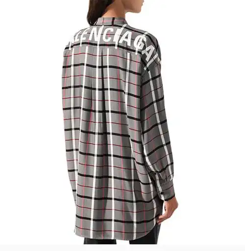 女士长袖衬衫】balenciaga/巴黎世家 19秋冬 女士灰色棉质长飘带时尚