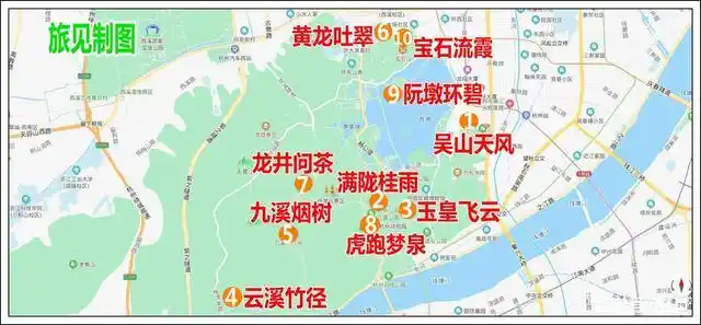 西湖十景的大致分布