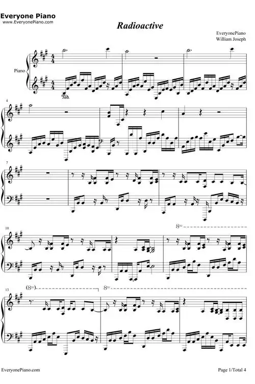 radioactive钢琴谱_williamjosephimaginedragons