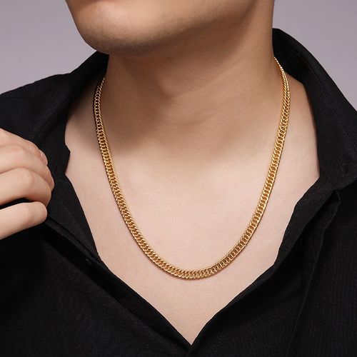 潮宏基圣诞节礼物大金链子黄金项链男士黄金素链足金项链环扣锁骨链