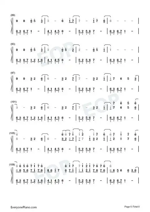 asphyxia-抖音超火背景音乐双手简谱预览6