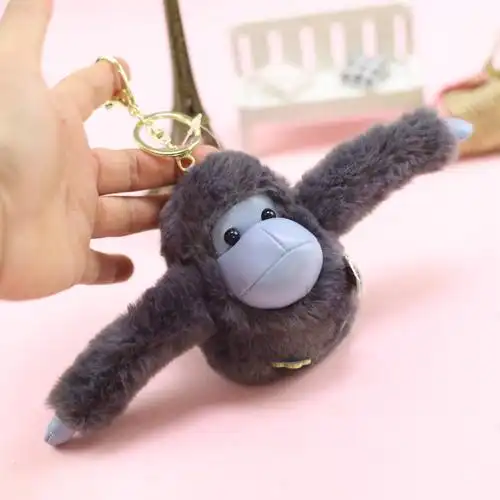 创意长臂猴 猴子猩猩挂件时尚男女 包包毛绒挂饰汽车钥匙扣圈吊饰