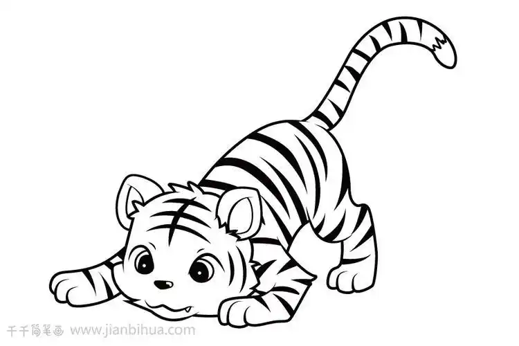 趴着的老虎简笔画老虎简笔画
