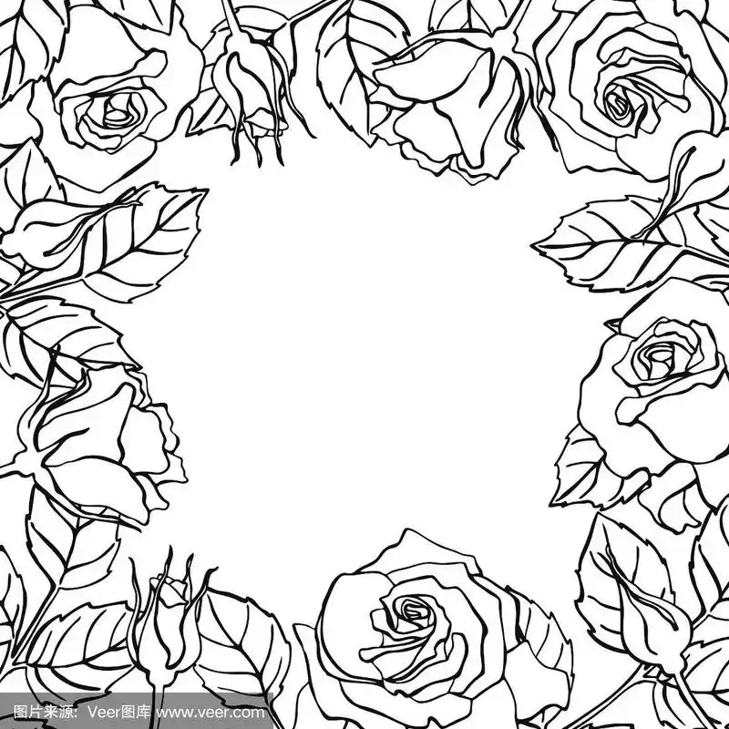 向量线玫瑰方框.