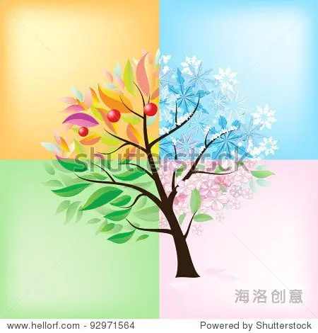 four seasons tree. illustration on white background