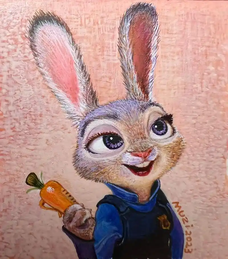 画了兔子朱迪!很认真的那种画法.是谁 - 抖音
