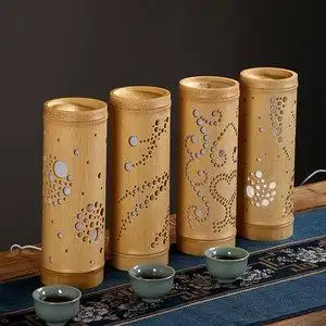 竹筒竹编台灯新中式禅意灯餐厅b灯罩床头灯民宿竹制台灯小夜灯