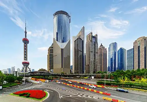 现代,风景,摩天大楼,世纪,道路,上海,中国,城市,商务中心,浦东,新
