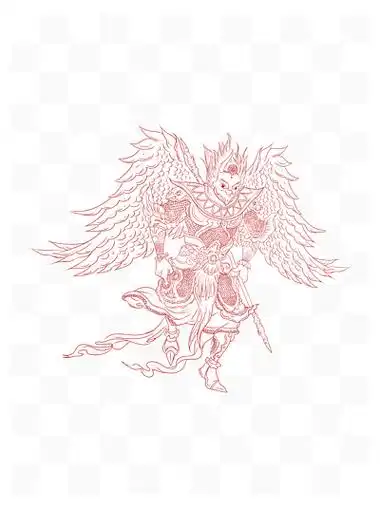 中国风神兽大鹏鸟线稿手绘元素