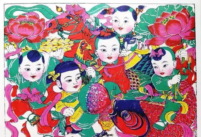 潍坊杨家埠年画五好社员家新女十忙五业兴旺