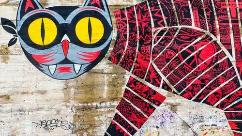 涂鸦,墙壁,猫,创意
