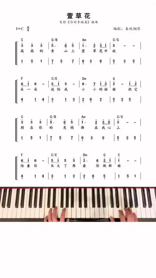 第1课萱草花钢琴流行音乐钢琴简谱和弦抖音小助手dou小助手