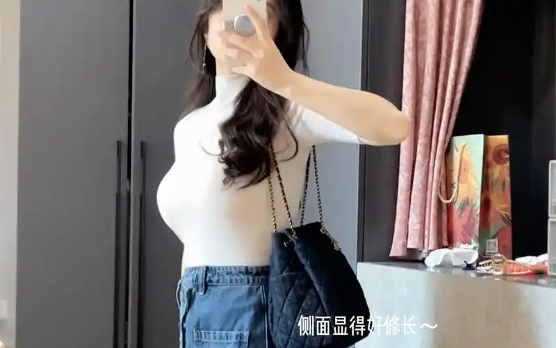 155 75e|大胸小个子早秋秋季穿搭 针织上衣 牛仔半裙 韩系小姐姐_哔哩