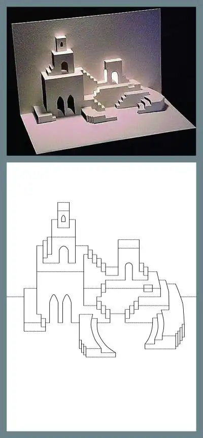 建筑 立体卡纸 纸雕 贺卡 图纸 a4