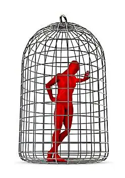 囚徒,男像,受困,鸟笼