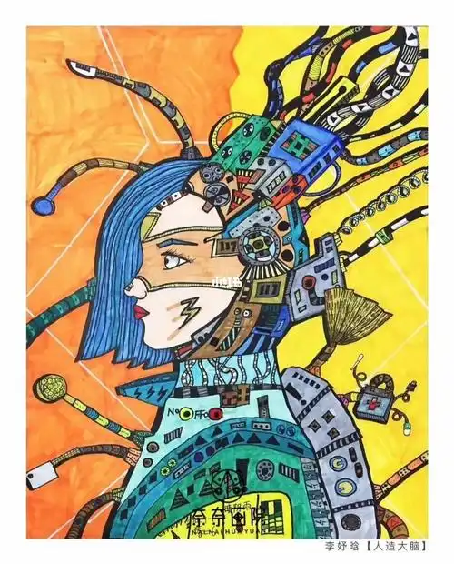 【人工智能大脑】课题 9岁学员作品分享_人工智能_儿童美育_文化_绘画