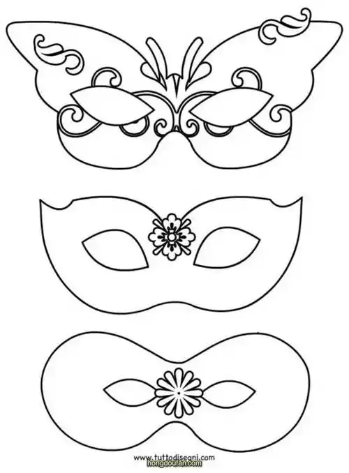 可打印的简约蝴蝶花朵面具a4打印模板图片下载