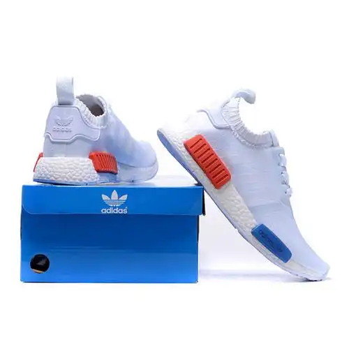adidas nmd boost 男鞋三叶草女鞋跑步鞋透气鞋运动鞋 s79168(白红蓝)