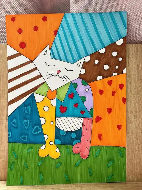 马克笔手绘装饰画学罗梅罗布里托画猫