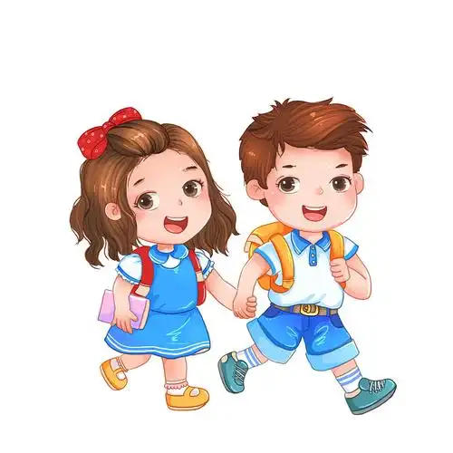卡通小学生放学上学走路人物元素gif动态图卡通人物元素[gif]