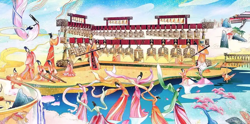 湖北博物馆 - 编钟乐舞|插画|商业插画|banban半半_原创作品-站酷