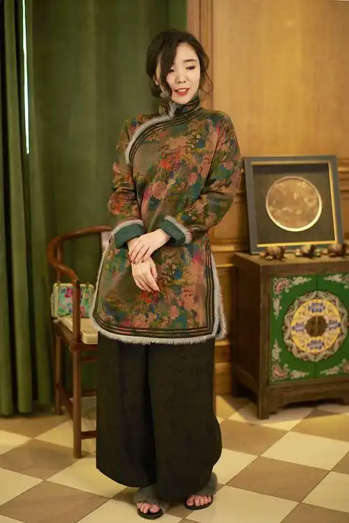 yhyh000022原品斜大襟香云纱秋冬棉袄传统棉衣棉服女