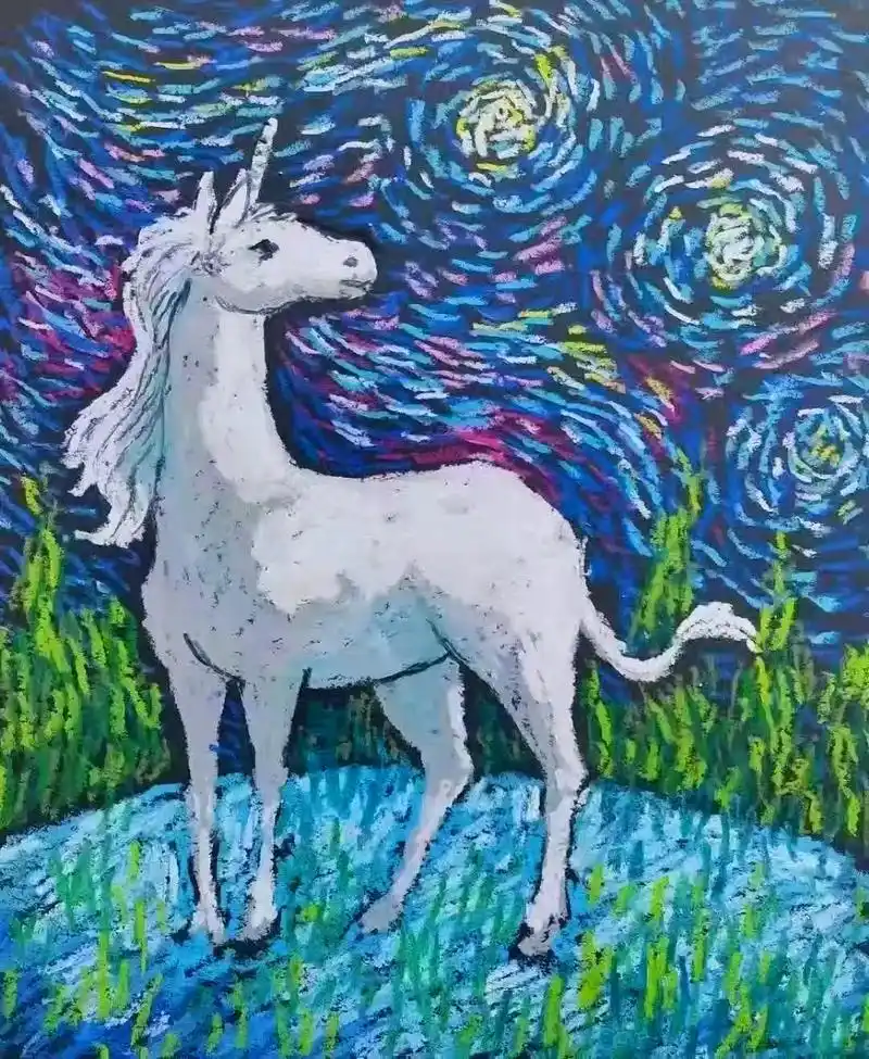 梵高星空之创意重彩油画棒画 - 抖音