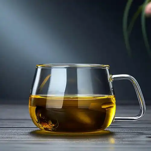 小茶杯功夫茶具套装家用带把透明玻璃杯子4只装喝茶绿茶套杯品茗