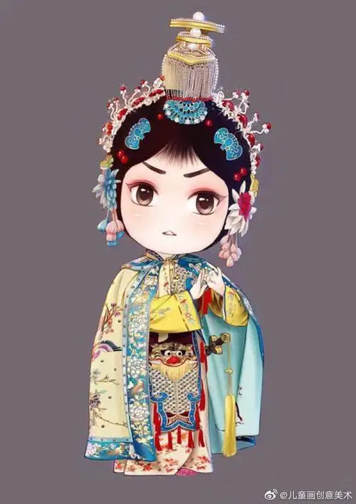 京剧人物卡通图集.#儿童画素材##卡通漫画