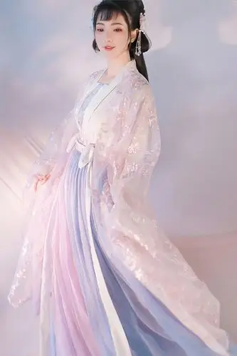 抖音网红素衣汉服汉服女仙气飘逸古风古装整套齐腰齐胸学生襦裙夏季