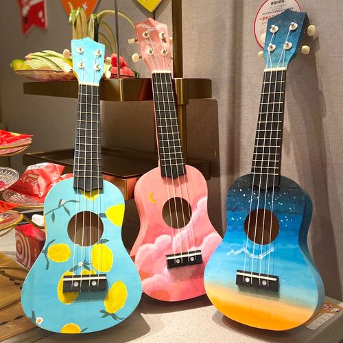 元旦新年尤克里里diy小吉他手工制作材料包彩绘儿童木质涂鸦玩具