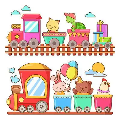 卡通交通工具小火车玩具插画素材png可爱卡通飞机单个素材卡通飞机