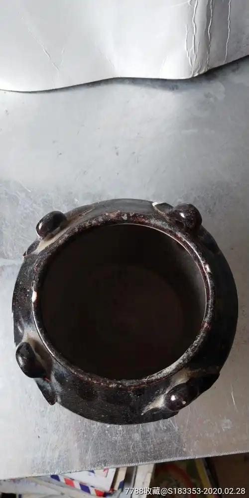 清代黑釉陶罐【口沿有处小磕】